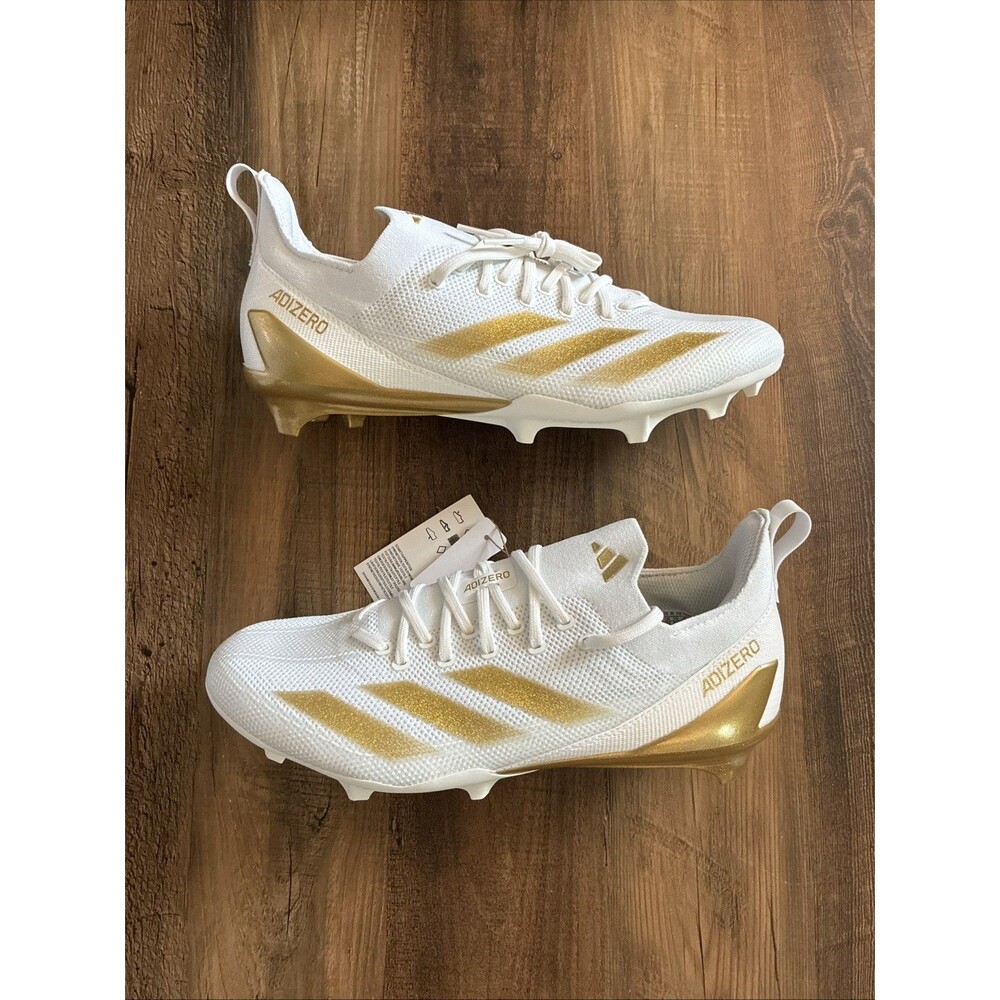 Adidas Adizero Electric Men Size 11.5 White Gold Metallic Football Cleats IE3287